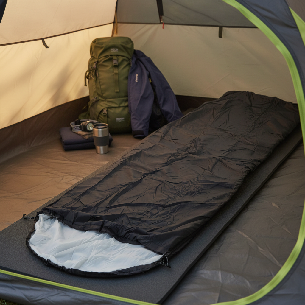 ŚPIWÓR TURYSTYCZNY 215 x 75 CM CZARNY - obrazek 4