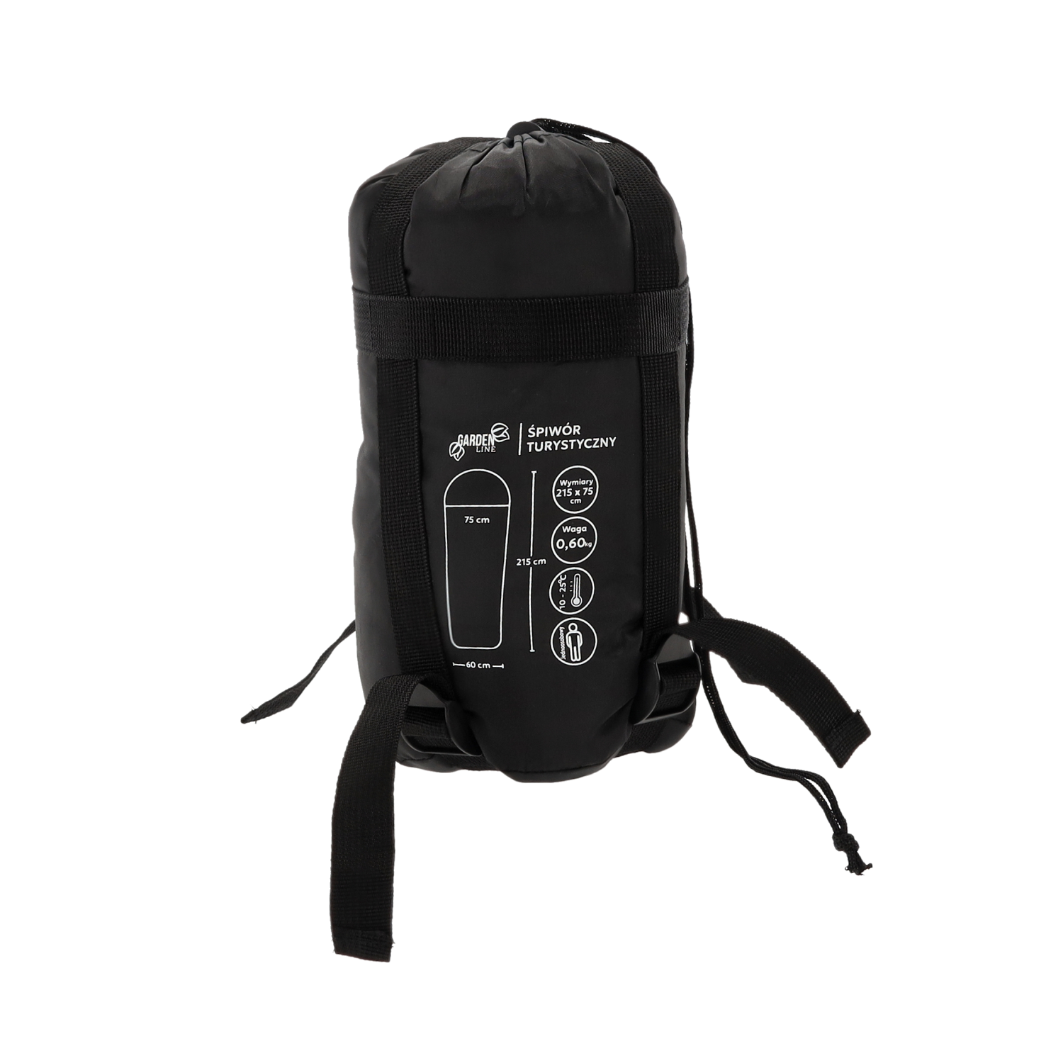 ŚPIWÓR TURYSTYCZNY 215 x 75 CM CZARNY - obrazek 3