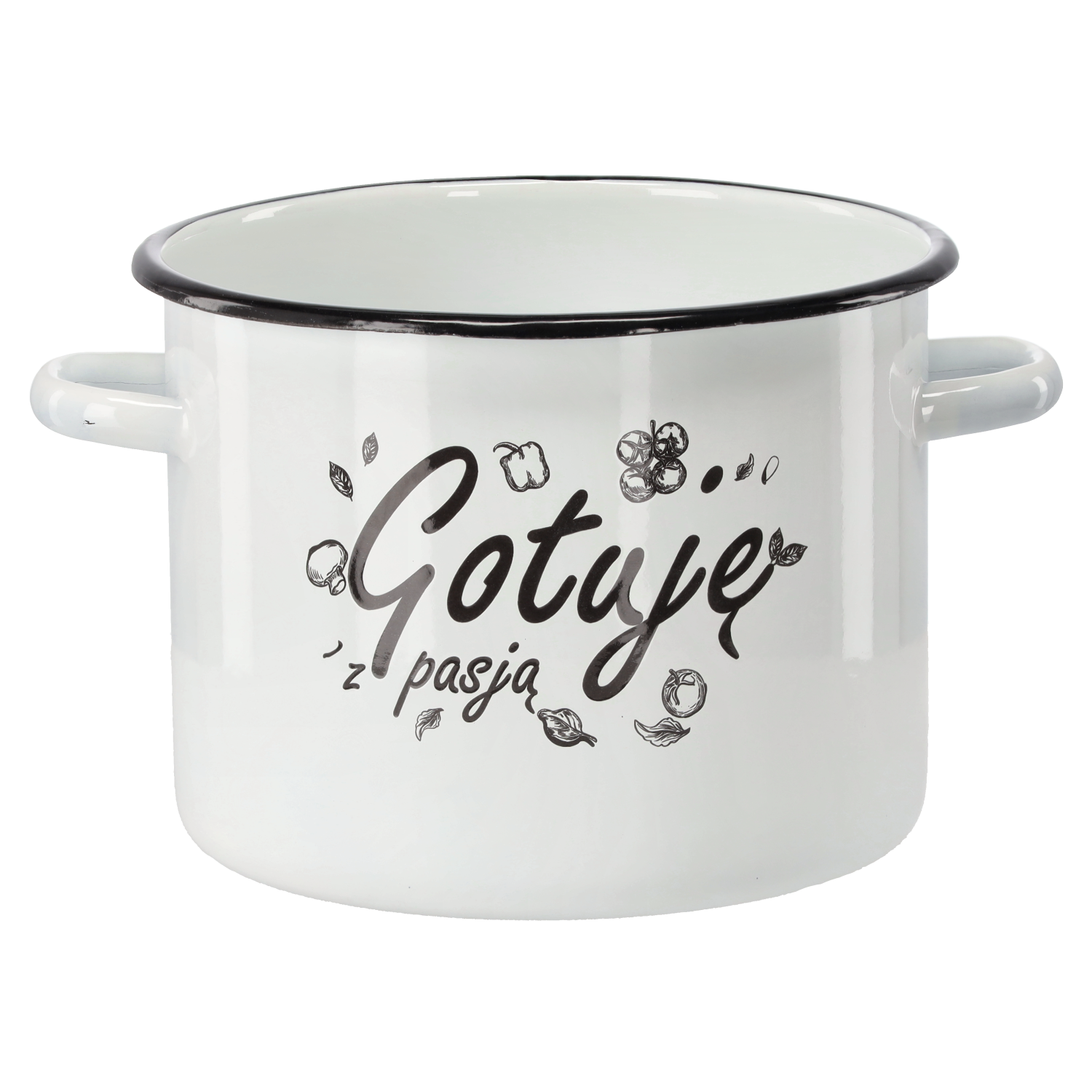 GARNEK EMALIOWANY 5,5 L 22 CM BIAŁY GOTUJĘ Z PASJĄ *2419