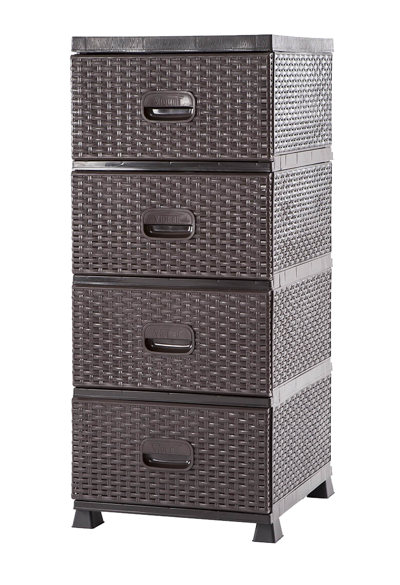 KOMODA PLASTIKOWA Z 4 SZUFLADAMI BRĄZOWA 38 x 45 x 90 cm RATTAN *9436 - obrazek 2