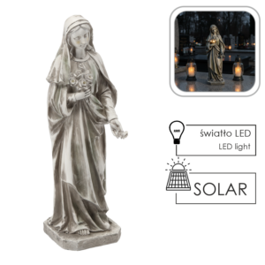 FIGURA ŚW. MARYJA Z BUKIETEM LED - BEŻOWA 16,5 X 17 X 51 CM *8738