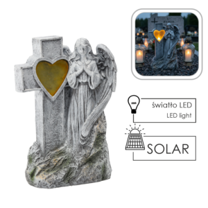 FIGURA ANIOŁ Z KRZYŻEM LED 22,5 X 12 X 34 CM *8790