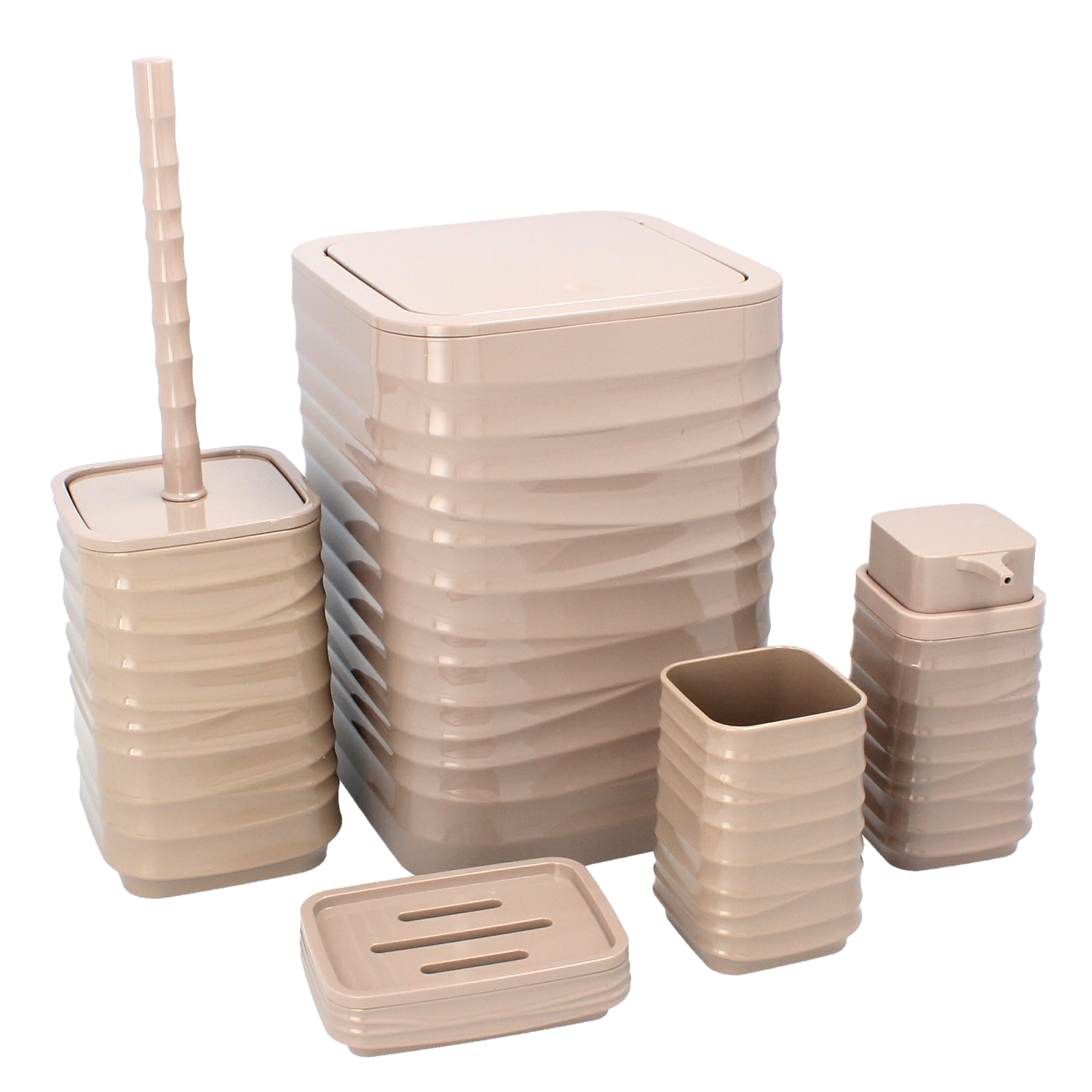 ZESTAW ŁAZIENKOWY KWADRATOWY 5 ELEM. BRĄZOWY *4401