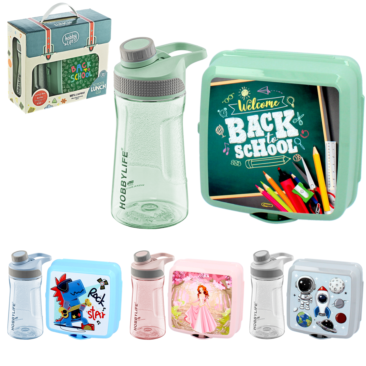 POJEMNIK NA KANAPKI + BUTELKA NA WODĘ 530 ML *8379