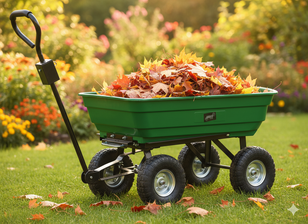 WÓZEK OGRODOWY DWUFUNKCYJNY ZIELONY - obrazek 2