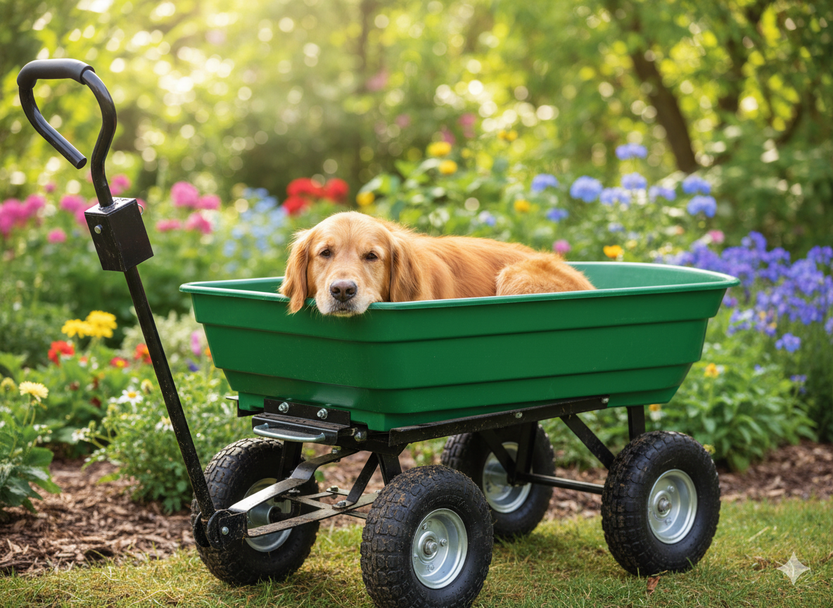 WÓZEK OGRODOWY DWUFUNKCYJNY ZIELONY - obrazek 3