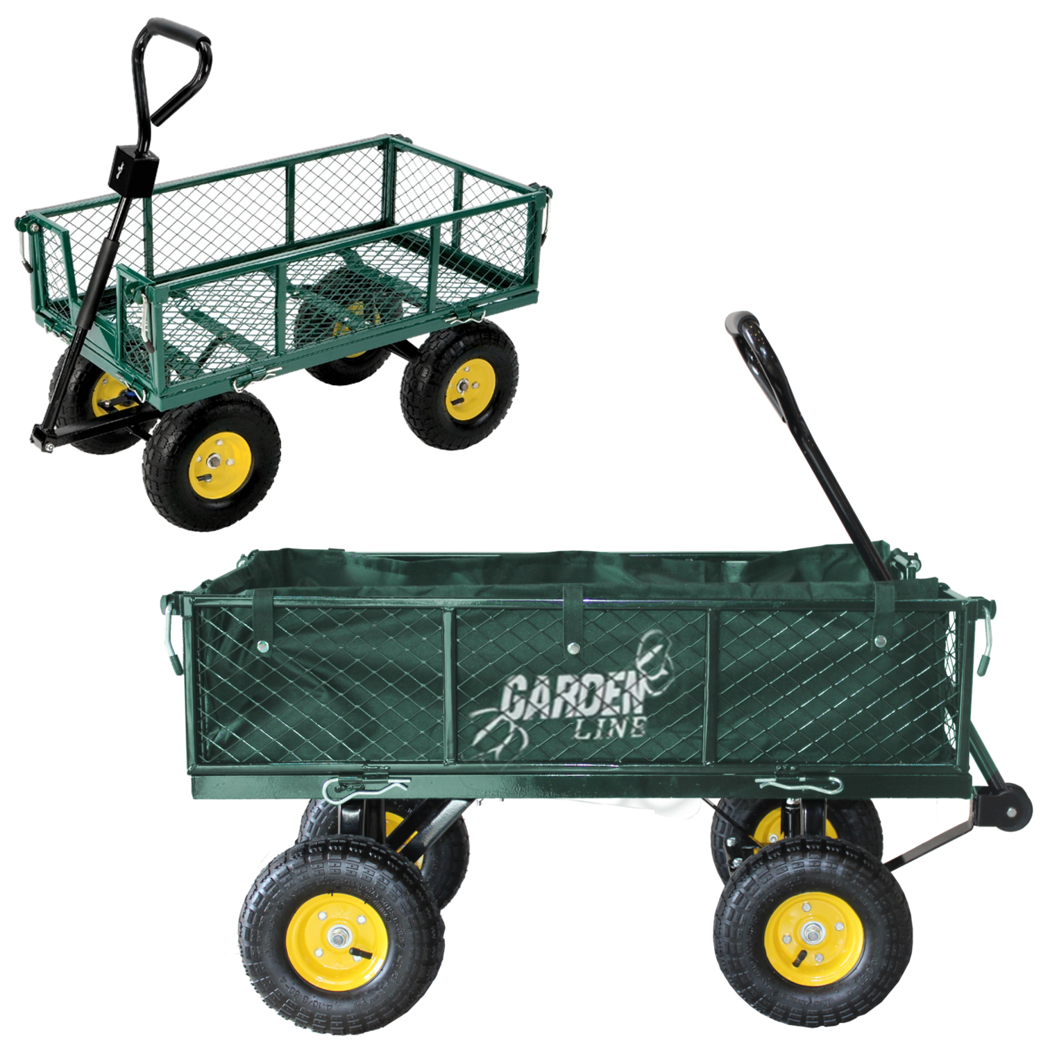 WÓZEK OGRODOWY DWUFUNKCYJNY ZIELONY