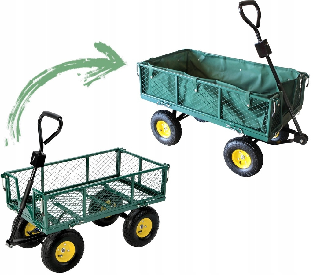 WÓZEK OGRODOWY DWUFUNKCYJNY ZIELONY - obrazek 3