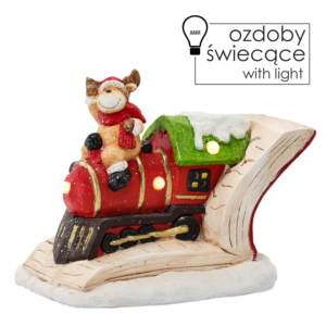 FIGURKA BOŻONAR. - RENIFER W KSIĄŻCE NA CIUCHCI 27 CM LED *1160