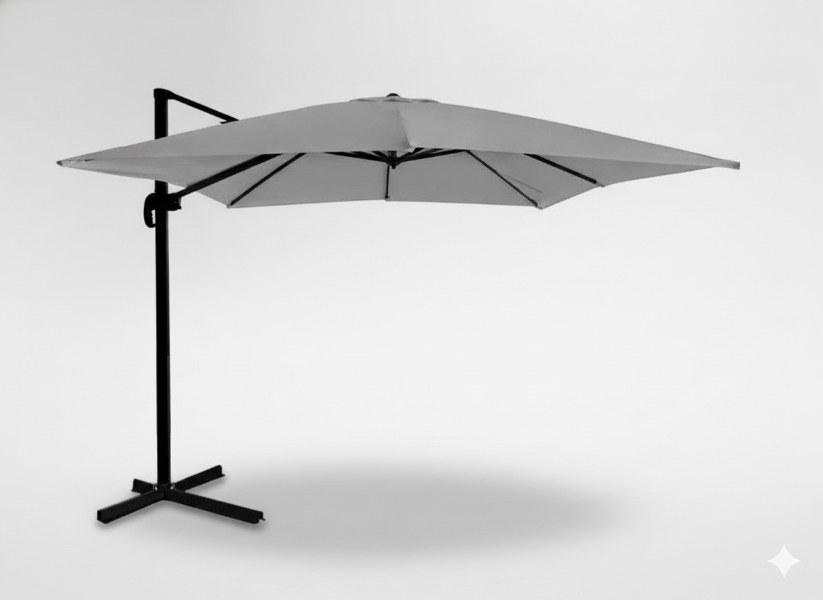 PARASOL OGRODOWY "MINI ROMA" 2,5 x 2,5 M SZARY Z POKROWCEM