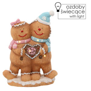 FIGURKA BOŻONAR. - CHŁOPIEC I DZIEWCZYNKA PIERNIK LED 31,5 x 14,5 x 43 CM opak=1 szt *5050