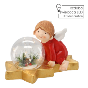 FIGURKA BOŻONAR. - ANIOŁEK Z KULĄ LED 36,5 x 21,5 x 23,5 CM opak=1 szt *5135
