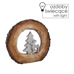 FIGURKA BOŻONAR. - CHOINKA I RENIFER NA PNIU LED 38 x 7 x 34 CM opak=1 szt *5142