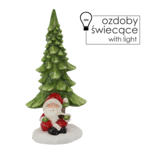 FIGURKA BOŻONAR. – MIKOŁAJ Z CHOINKĄ LED 19,5 x 20,5 x 43 CM opak=1 szt *5159