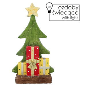 FIGURKA BOŻONAR. - CHOINKA Z PREZENTAMI LED 25,5 x 13,5 x 45,5 CM opak=1 szt *5166