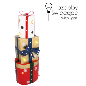 OZDOBA BOŻONAR. - METALOWE PREZENTY MIX KSZTAŁTÓW LED 18 x 13 x 50 CM *5234