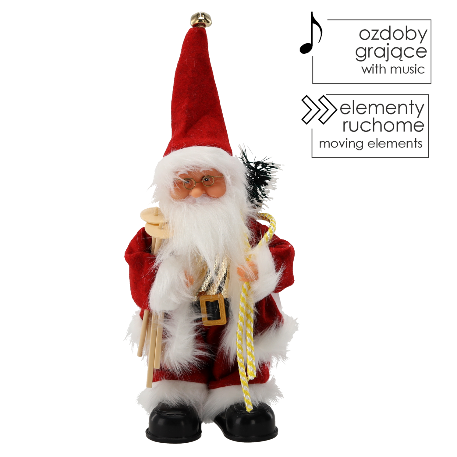 MIKOŁAJ Z NARTAMI - GRAJĄCY 30,5 CM *6972 - obrazek 2