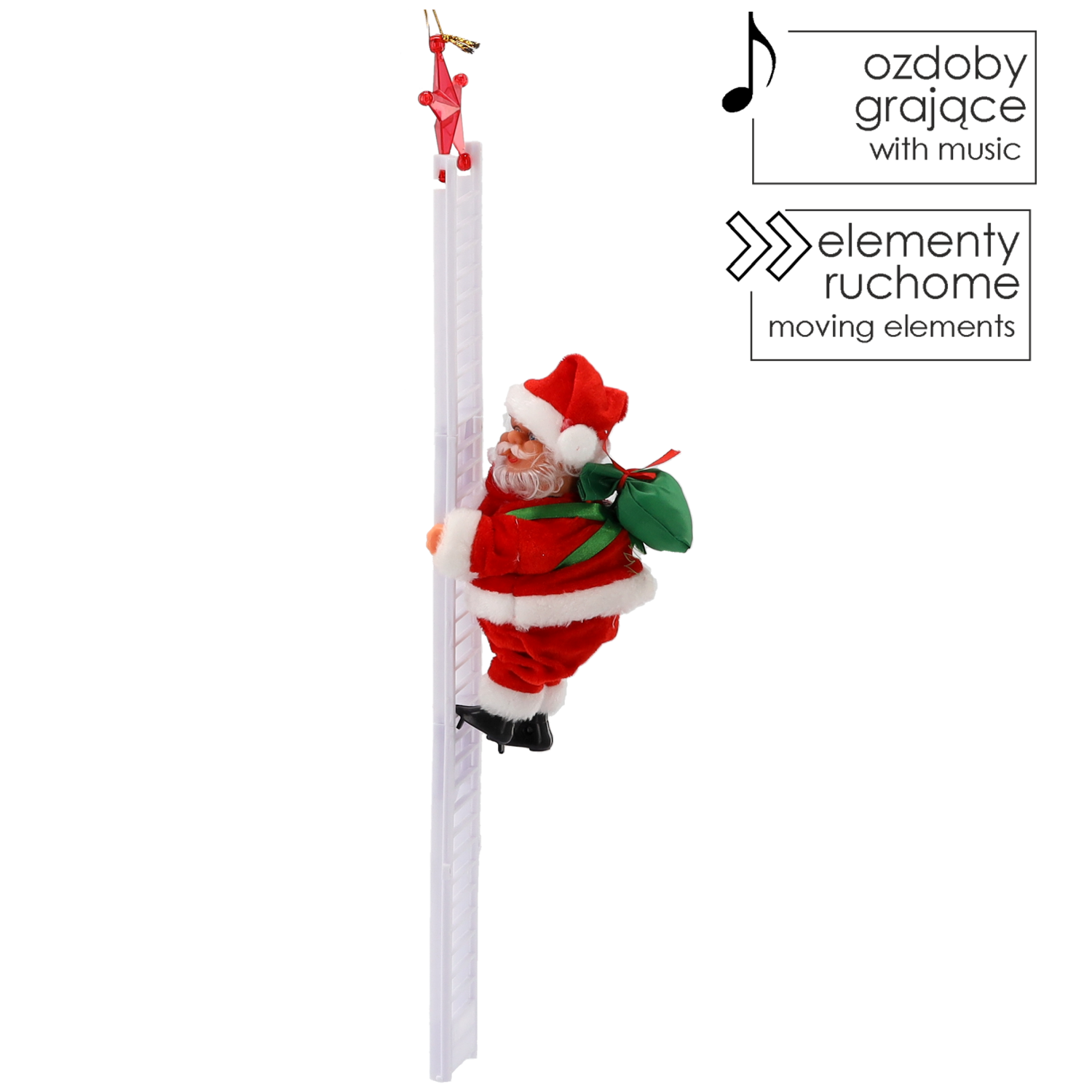 MIKOŁAJ WCHODZĄCY PO DRABINIE 20,5 CM *6996 - obrazek 2