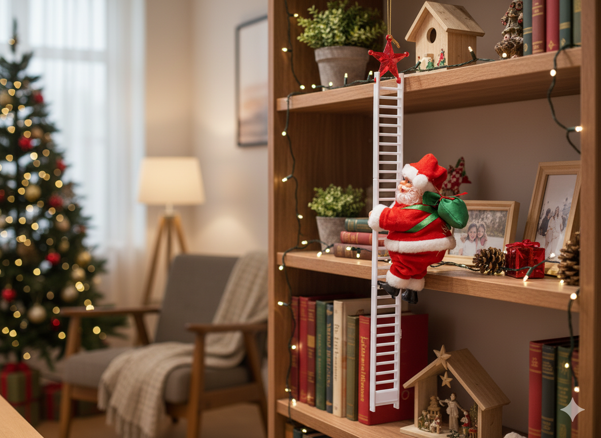 MIKOŁAJ WCHODZĄCY PO DRABINIE 20,5 CM *6996