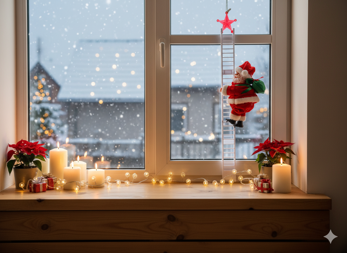 MIKOŁAJ WCHODZĄCY PO DRABINIE 20,5 CM *6996 - obrazek 3