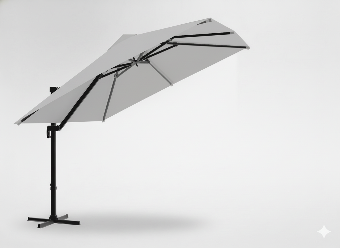 PARASOL OGRODOWY "ROMA" 3 x 4 M SZARY Z POKROWCEM