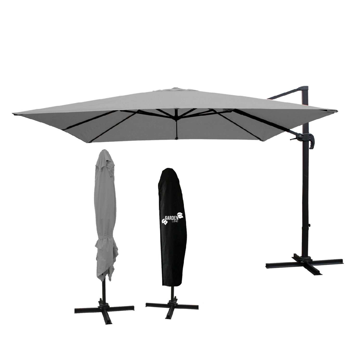 PARASOL OGRODOWY "ROMA" 3 x 4 M SZARY Z POKROWCEM - obrazek 4