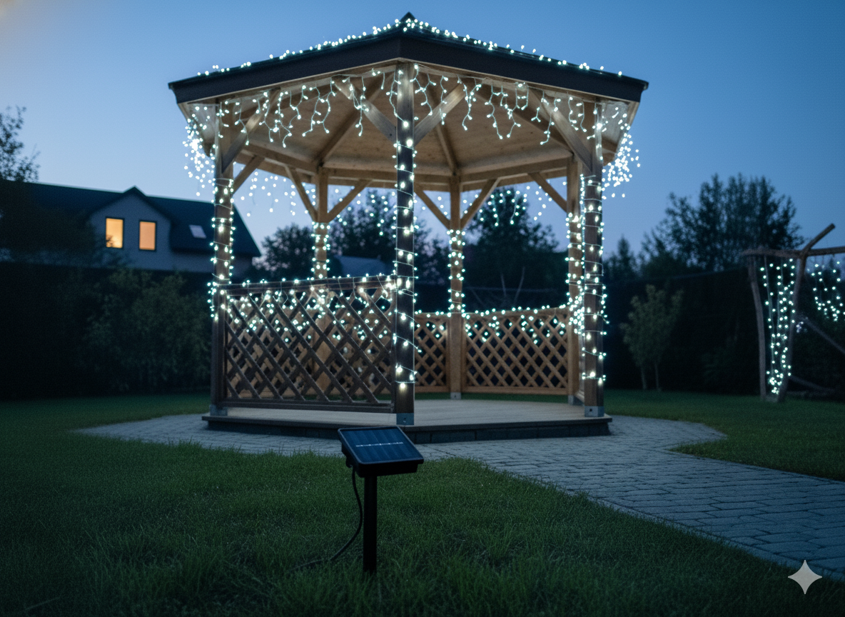 LAMPKI LED SOLARNE 200L ZIMNY BIAŁY, DŁ. 2 + 20 M *9942 - obrazek 2