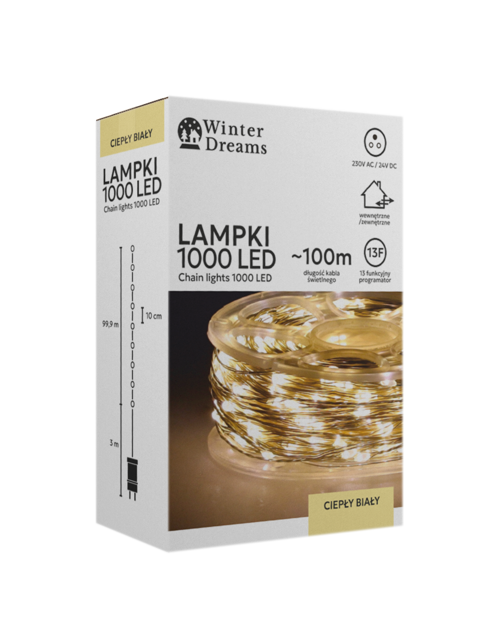 LAMPKI LED DRUCIKI NA SZPULI 1000L CIEPŁY BIAŁY, DŁ. 3 + 100 M *0085 - obrazek 5