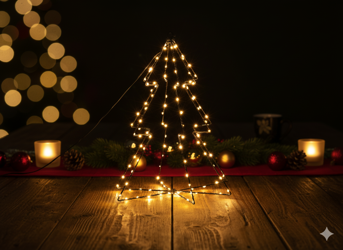 ŚWIĄTECZNA OZDOBA - CHOINKA LED 40 CM 120 L CIEPŁY BIAŁY NA BATERIE *0306 - obrazek 2