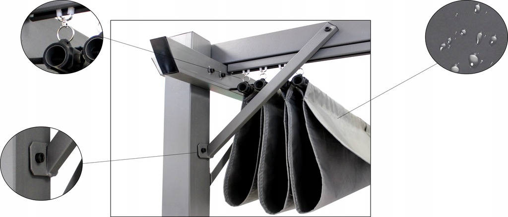 PERGOLA OGRODOWA SZARA 3 X 3M 2.95 x 2.95 x H2.3m - obrazek 6