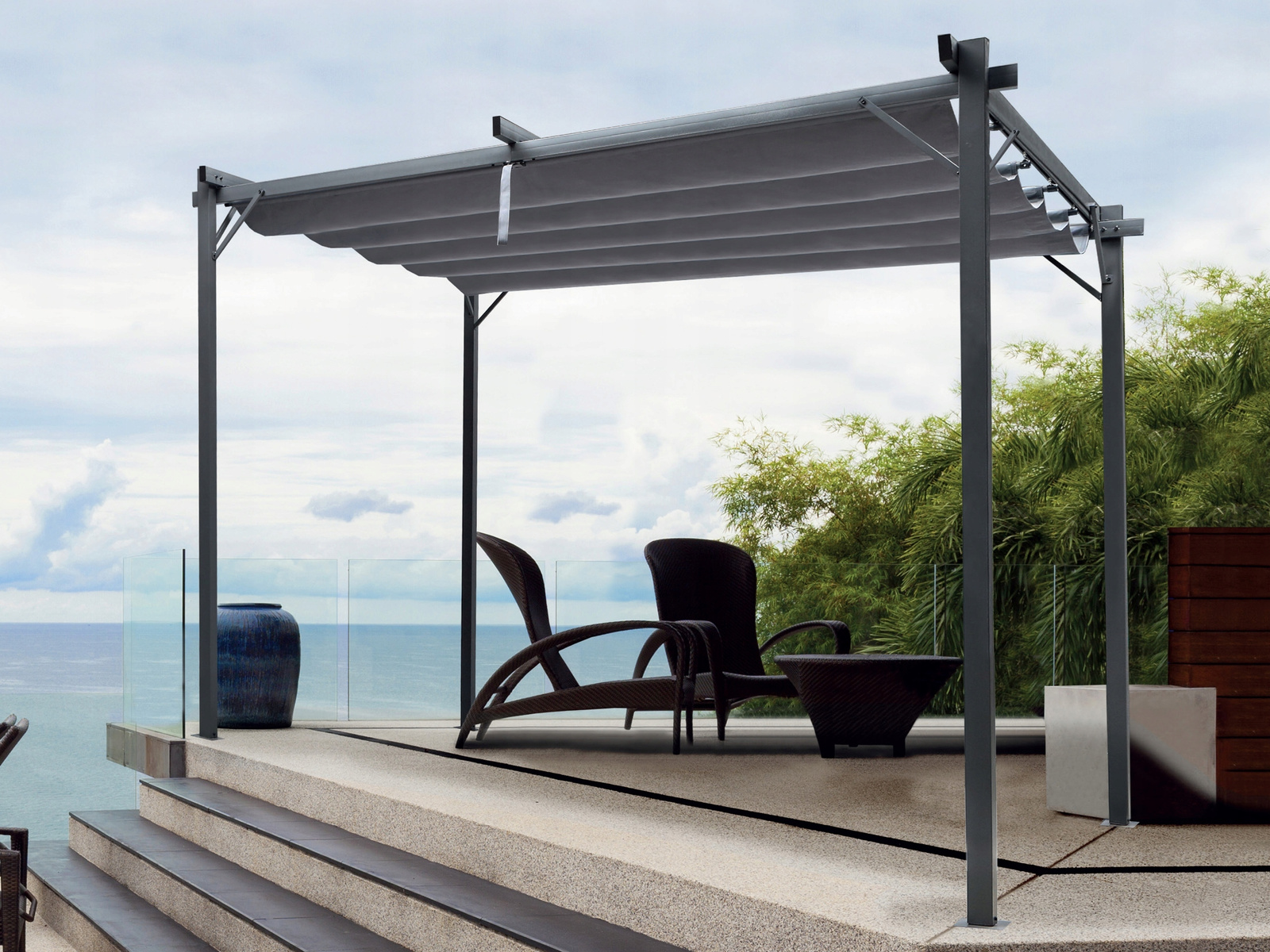 PERGOLA OGRODOWA SZARA 3 X 3M 2.95 x 2.95 x H2.3m - obrazek 9