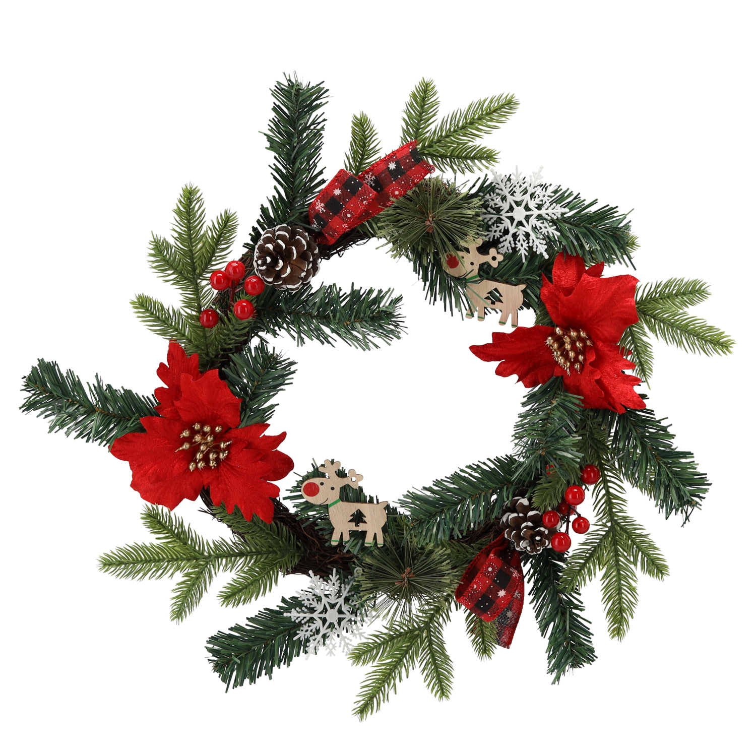 WIENIEC ŚWIĄTECZNY 40 CM CZERWONY Z POINSECJĄ *2576