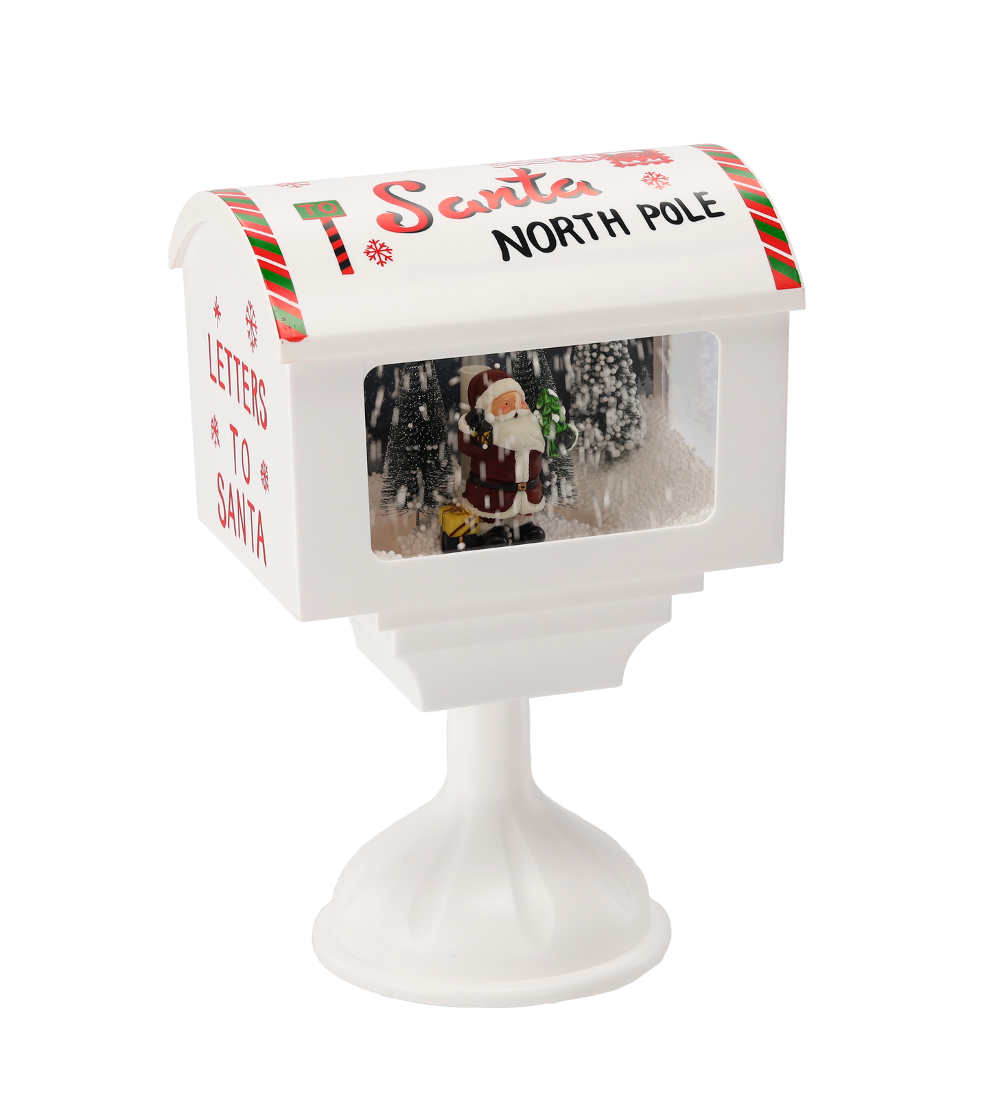 ŚWIĄTECZNA SKRZYNKA POCZTOWA 27 x 20 x 41 CM Z POZYTYWKĄ LED - BIAŁA - Z MIKOŁAJEM *3542 - obrazek 3