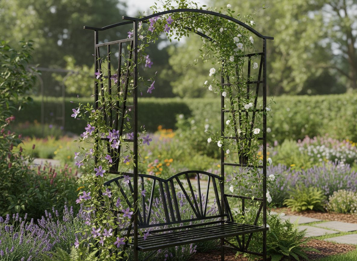 PERGOLA OGRODOWA Z ŁAWKĄ 114 x 45 x 208 CM - obrazek 6