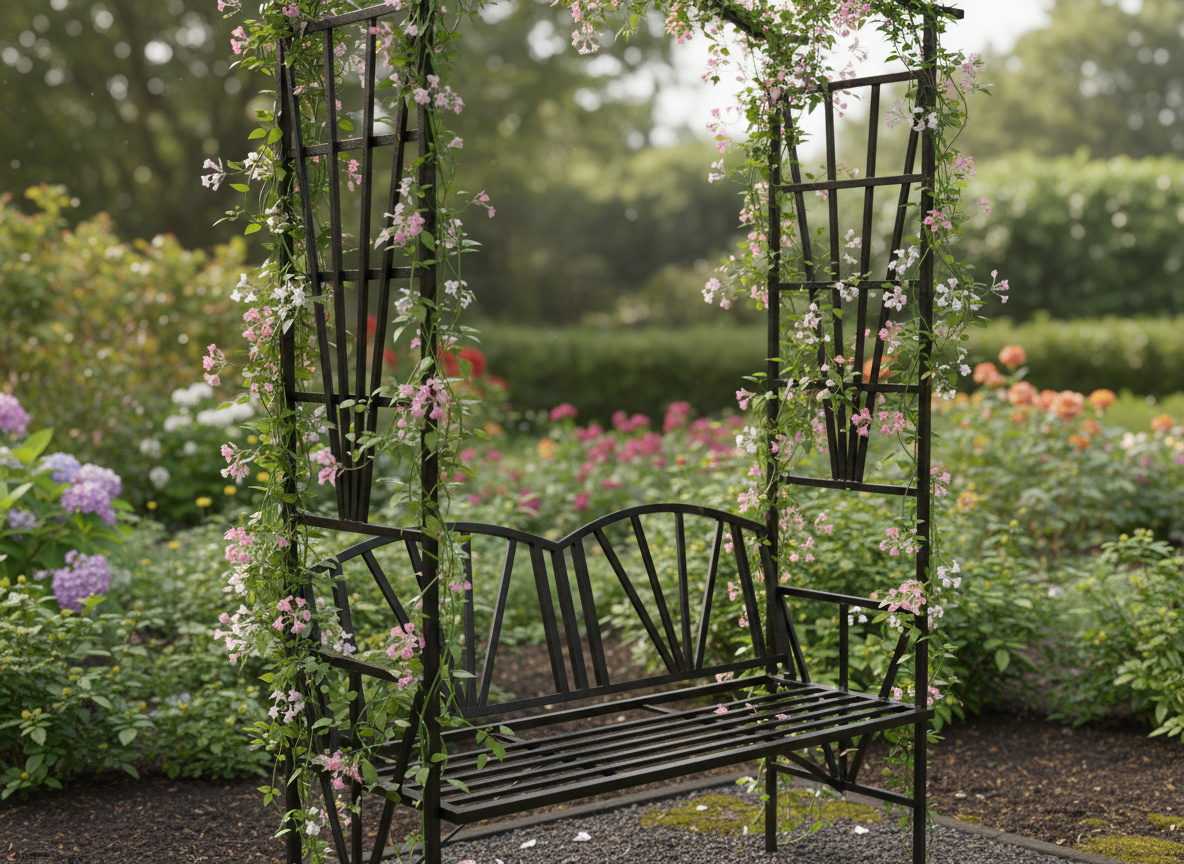 PERGOLA OGRODOWA Z ŁAWKĄ 114 x 45 x 208 CM - obrazek 7
