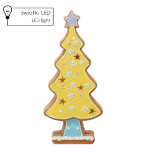 FIGURKA BOŻONAR. - CHOINKA Z PIERNIKA ŻÓŁTA 23,8 X 9,8 X 53,6 CM LED *1384