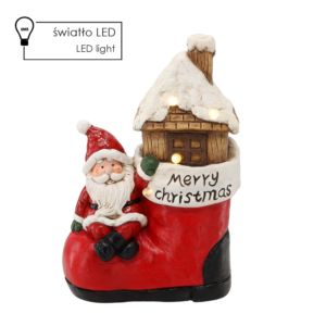 FIGURKA BOŻONAR. - MIKOŁAJ "MERRY CHRISTMAS" 28,2 X 17 X 42 CM LED *1452