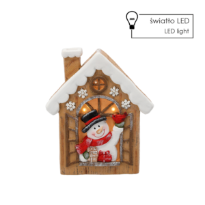 FIGURKA BOŻONAR. - DOMEK Z BAŁWANEM 28 X 10 X 33 CM LED *0943