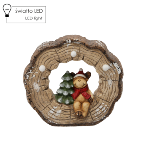 FIGURKA BOŻONAR. - RENIFER W PNIU DRZEWA 29 X 12 X 26 CM LED *1025