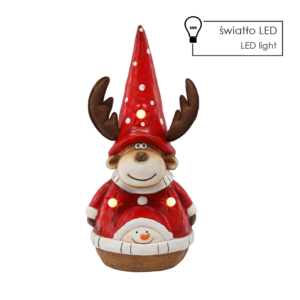 FIGURKA BOŻONAR. - RENIFER W CZAPCE 26 X 16,5 X 48 CM LED *1070