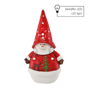 FIGURKA BOŻONAR. - BAŁWAN W CZAPCE 28,5 X 18 X 51,5 CM LED *1087