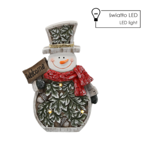 FIGURKA BOŻONAR. - BAŁWAN Z LISTKAMI 25,5 X 9,5 X 37,5 CM LED *1193