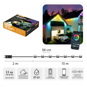 GIRLANDA SMART LED 36L MULTIKOLOR, DŁ. 2 + 13 M WEWN/ZEWN *9308