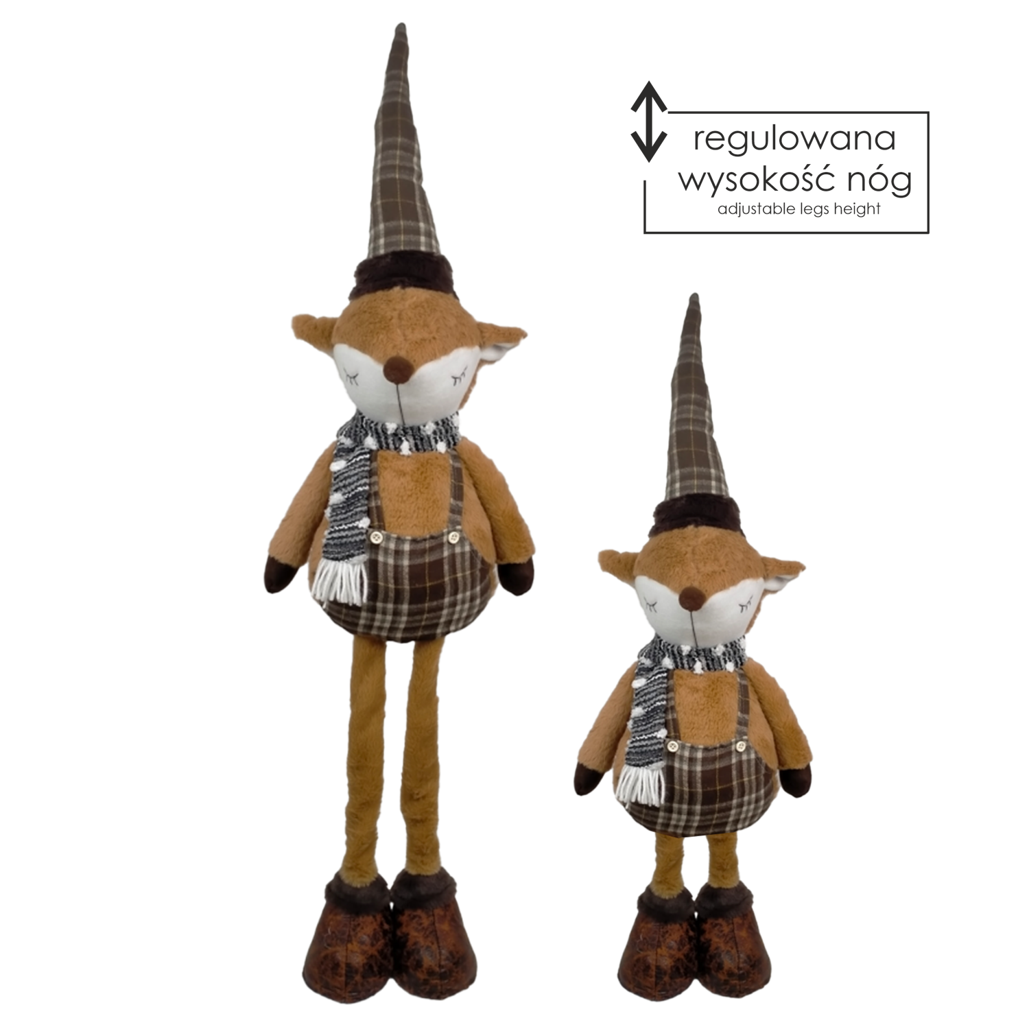 ŚWIĄTECZNY LISEK Z REGULOWANYMI NOGAMI 65 - 100 CM *9599