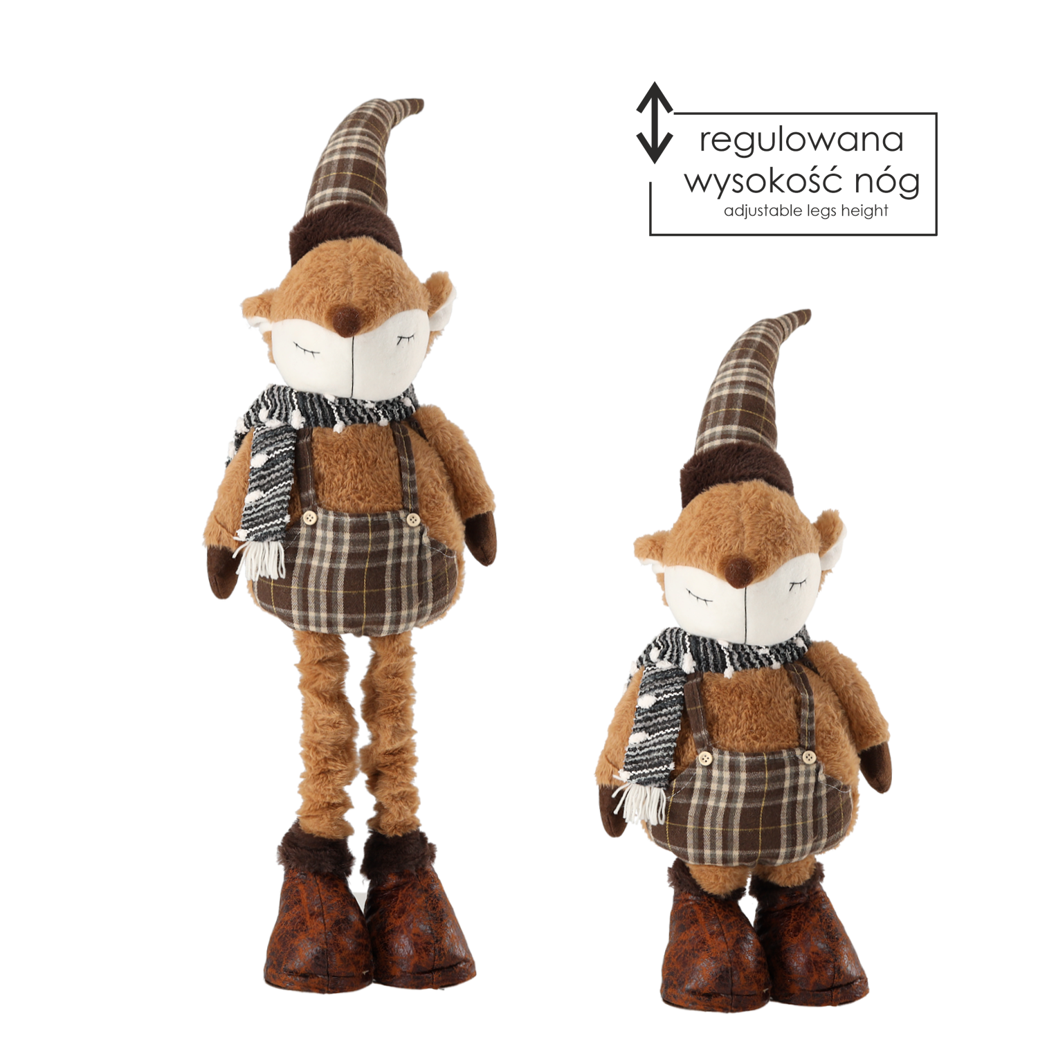 ŚWIĄTECZNY LISEK Z REGULOWANYMI NOGAMI 65 - 100 CM *9599 - obrazek 2