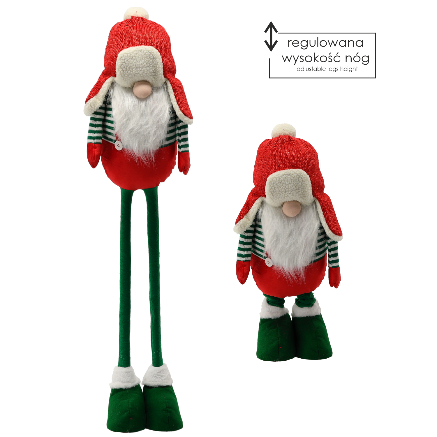 ŚWIĄTECZNY SKRZAT Z REGULOWANYMI NOGAMI 65 - 117 CM CZERWONO - ZIELONY *9698 - obrazek 3