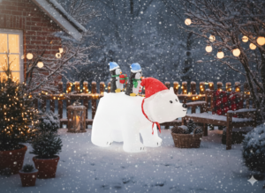 DMUCHANY NIEDŹWIEDŹ POLARNY Z PINGWINKAMI LED 200 CM *0431