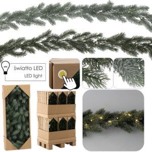 GIRLANDA Z SOSNY 180 CM LED MIX WZORÓW disp=21szt pal=42szt *2008