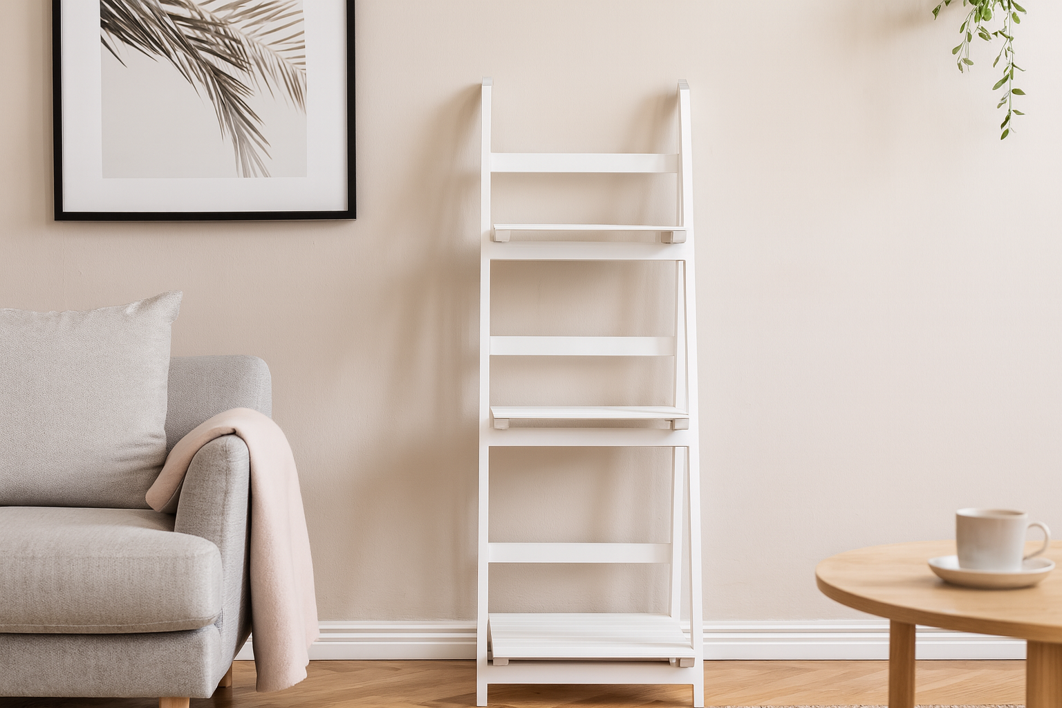 REGAŁ DRABINKOWY BIAŁY Z 3 PÓŁKAMI 42 x 39 x 109 cm *8416 - obrazek 4