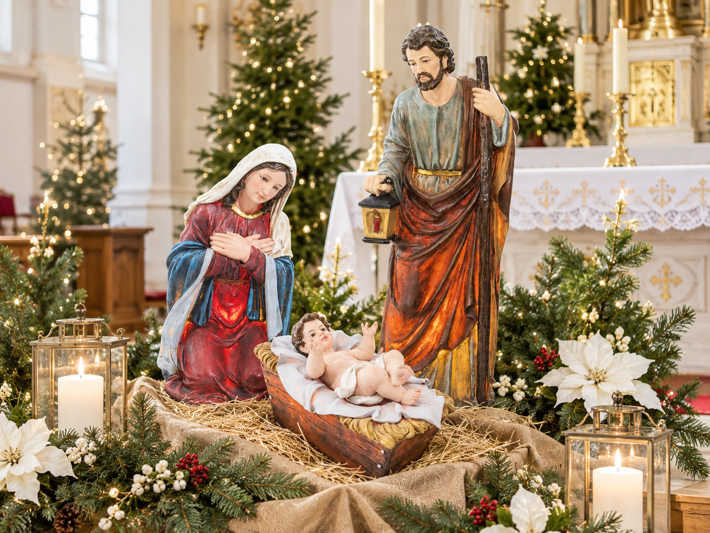 KPL. 3 FIGUR PODŚWIETLANYCH - ŚW. RODZINA 120 CM MASA ŻYWICZNA *0473 - obrazek 5